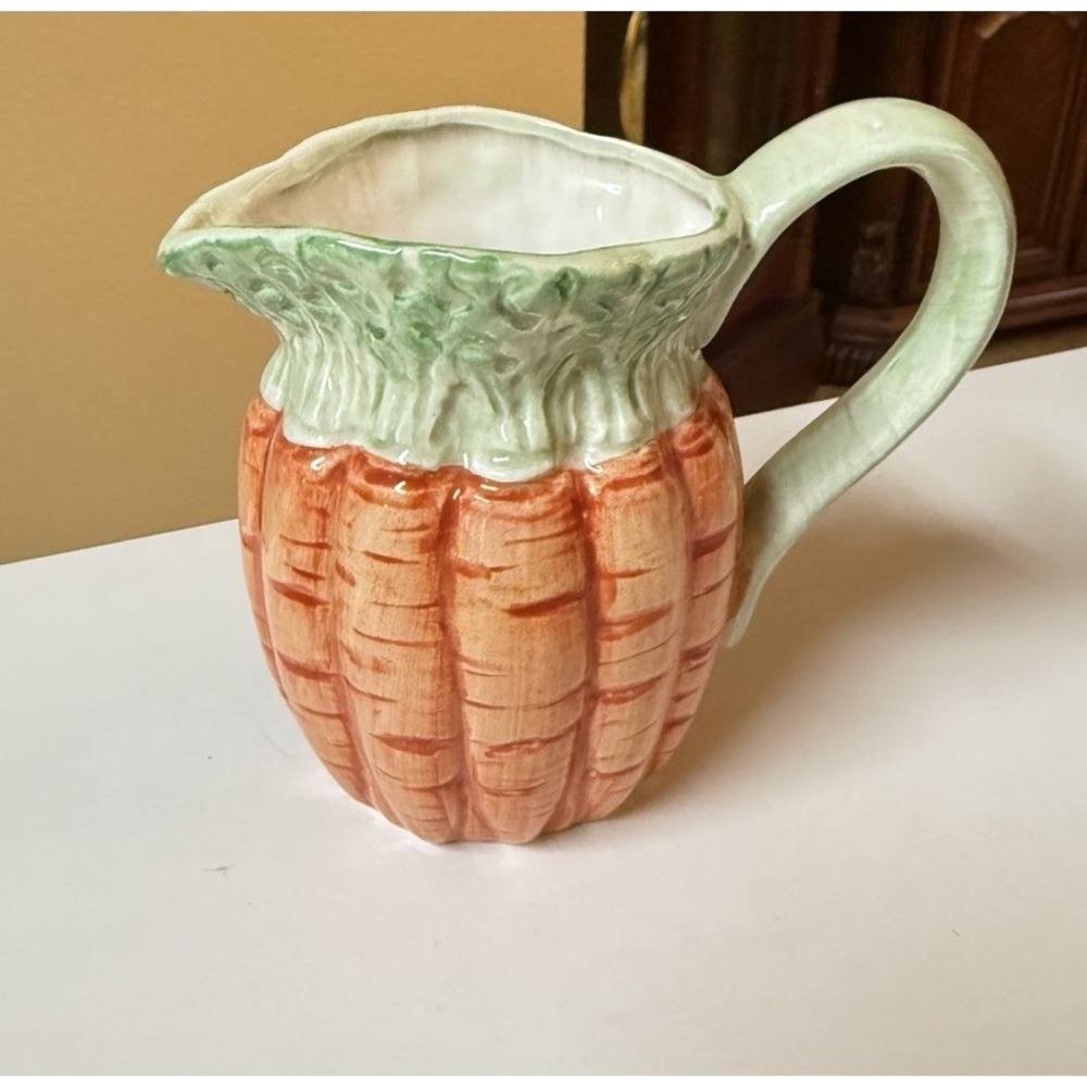 Fitz & Floyd 1991‎ VEGETABLE GARDEN Carrot Cream Pitcher 4" Hand Painted Ceramic